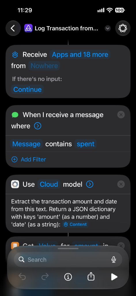 iOS SMS Automation - Step 1: Trigger and Cloud model action